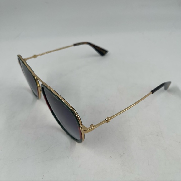 NEW! Gucci Aviator Metal Sunglasses Gold/Green/Red Frames Grey Lens 100% UV - Picture 11 of 16